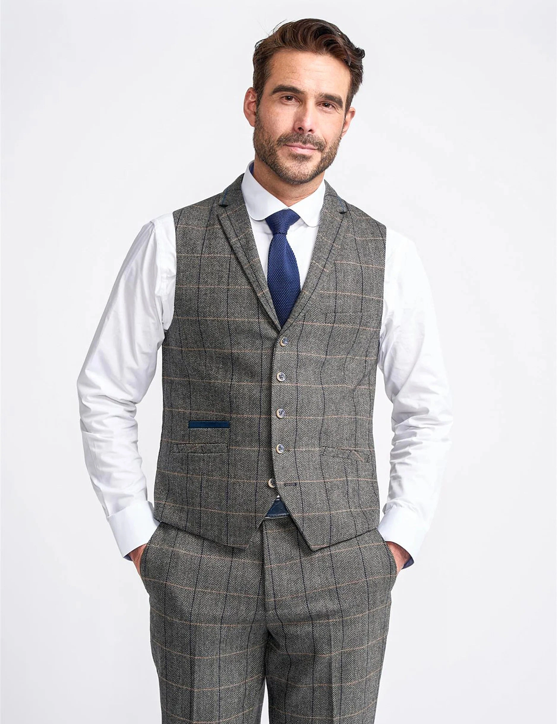 Albert Grey Tweed Waistcoat: Classic British Charm.